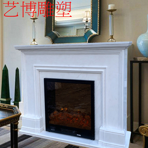 天然大理石现代简约法式真火壁炉架客厅装饰汉白玉定制欧美式石雕