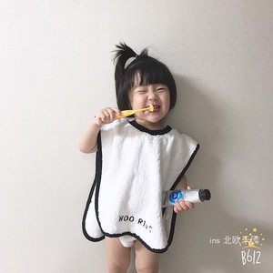 韩国minnow儿童洗脸巾纯棉 宝宝围脖毛巾刷牙围兜可定制防脏衣