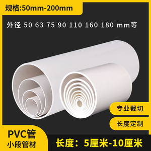 PVC短管10厘米长50 63 75 90 110 160mm小段管排水塑料排烟管风管
