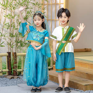 儿童异域风汉服夏季男童傣族服装女童印度舞蹈服幼儿园六一演出服