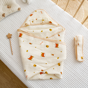 四层纱布包被初生婴儿夏季新生儿产房包单龙宝宝外出包裹睡袋薄款