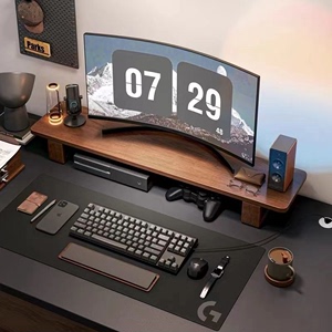 台式电脑显示器底座增高架实木办公桌面隔板置物架收纳架支撑架子