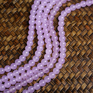淡紫色玉髓散珠优化石英岩水晶半成品 DIY手链项链饰品配珠圆珠子