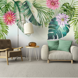 北欧宜家风格定制壁画热带雨林植物壁纸客厅卧室沙发电视背景墙纸