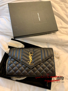 YSL/圣罗兰 黑色 菱格 ENVELOPE 小号绗缝纹理 百搭链条包 女包