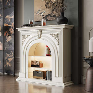法式奶油风实木欧式拱形壁炉装饰柜美式客厅边柜入户壁炉玄关定制