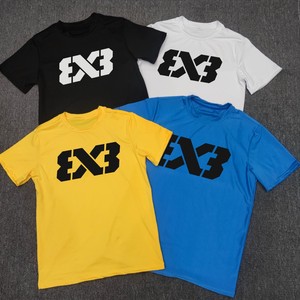 新款美式赞助3v3短袖国际篮球三对三大师赛3X3速干热身服运动T恤