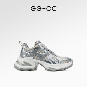 【硬核实力派】GGCC2024年春季潮酷银色老爹鞋女厚底休闲运动鞋子