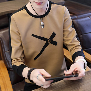秋季新款男士长袖T恤韩版修身圆领体恤青年学生男装秋款卫衣外套