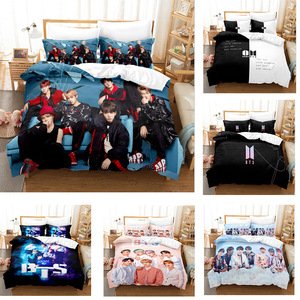 BTS少年团男团出口外贸加印学生宿舍三件套床单床上用品