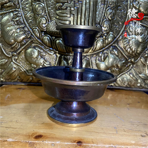 德欣佛缘 尼泊尔纯铜做旧加厚护法杯供杯佛前杯子一套藏式家居摆