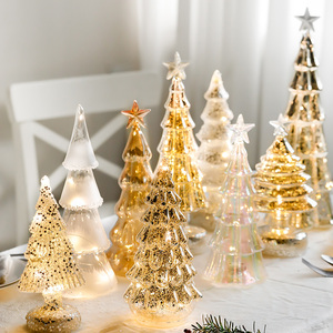 Hromeo 桌面发光玻璃圣诞树摆件装饰节日气氛派对橱窗圣诞节礼物