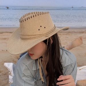 西部牛仔帽子男女户外旅游休闲遮阳帽夏季防晒大帽檐度假海边拍照