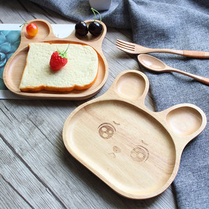 特价创意卡通木质平盘可爱兔子水果点心实木盘子儿童餐盘日式木盘