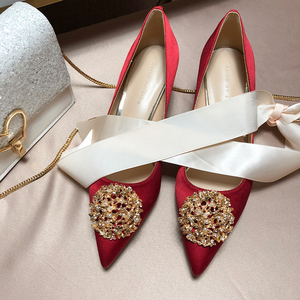 婚鞋女新娘鞋2023新款法式秀禾婚纱两穿细跟红色高跟鞋结婚礼服鞋