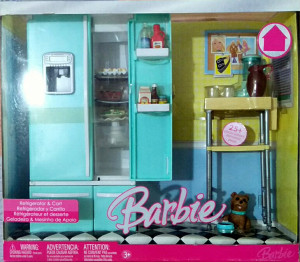 Barbie Refrigerator Cart 芭比娃娃 厨房 冰箱家具配件 宠物狗狗