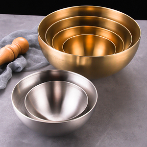 韩式金色沙拉碗不锈钢韩国冷面碗家用大号水果碗螺蛳粉碗洗手碗