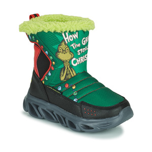 Skechers斯凯奇雪地靴童鞋加绒保暖防滑套筒短筒靴绿色冬季2024款