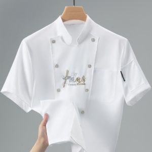 中国风厨师工作服短袖酒店饭店食堂夏季男式专用加大厨房衣服定制