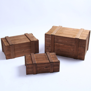 复古木头收纳箱实木箱做旧装饰木箱子底座收纳盒定做大号子弹药箱