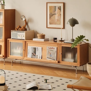 北欧实木电视柜家用樱桃木原木风边柜日式小户型储物柜现代简约