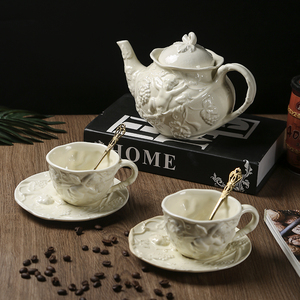 法式下午茶具复古优雅咖啡杯碟花茶杯子套装奢华欧式陶瓷下午茶壶