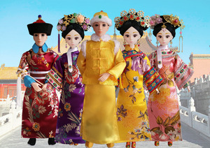古代清朝换套旗装娃娃格格公主贵妃中国宫廷衣服皇后30cm6风摆件