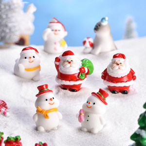 新款微景观树脂工艺品圣诞老人盆栽雪景雪人造景配件可爱海狮摆件