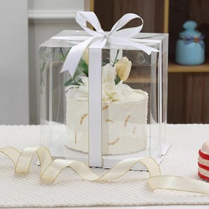纯透明生日蛋糕盒子包装盒4-12寸双层加高方形定制一次性草莓巨塔
