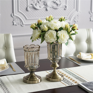欧式古典轻奢玻璃花瓶摆件客厅插花高级感餐桌复古高档家居装饰品