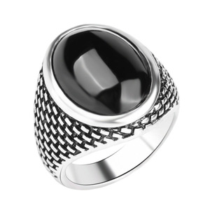 欧美时尚朋克镶黑锆石复古戒指男款戒子饰品立体方托个性密室装饰