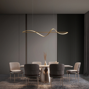 全铜餐厅吊灯简约现代轻奢餐桌岛吧台创意设计师意式极简长条灯具