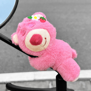 草莓熊电动车装饰可爱卡通电瓶摩托车后视镜装饰品公仔摆件小配件