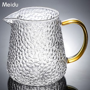高硼硅锤纹玻璃公道杯 耐热茶海单个小型公杯分茶器侧把茶具茶杯