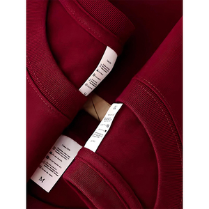 300g重磅枫叶红色t恤男螺纹小领口精梳棉打底衫基础款三本针短袖