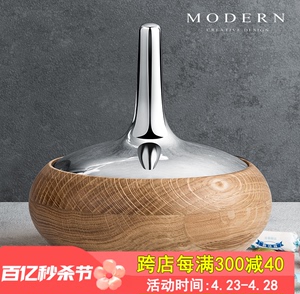 摩登MODERN轻奢北欧风ins甘蓝洋葱橡木抛光不锈钢糖果置物盒摆件