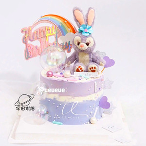 星黛露蛋糕装饰公主紫色毛绒兔子摆件史黛拉毛绒玩偶玩具生日插件
