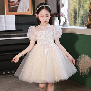 儿童礼服女童高端轻奢小众主持人公主裙表演服夏季钢琴演奏演出服