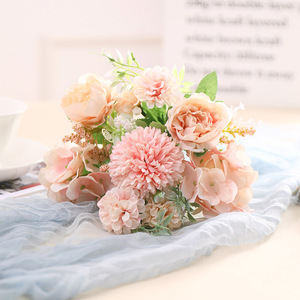牡丹花混合式花束仿真花欧式假花家居客厅餐桌电视柜装饰花艺摆件