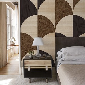 现代简约木质纹理竹木纤维集成板大气轻奢卧室客厅电视背景碳晶板