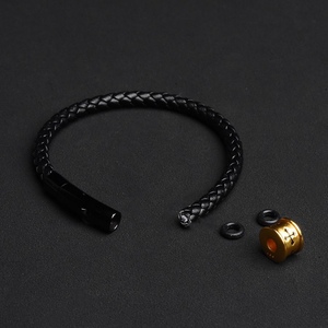 2/3/4/5mm皮绳手链DIY穿3D硬金替换黄金转运珠真皮编织手绳黑色绳