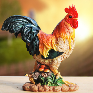 促销家饰仿真动物模型情侣鸡花园摆设树脂工艺品新房摆件公鸡母鸡