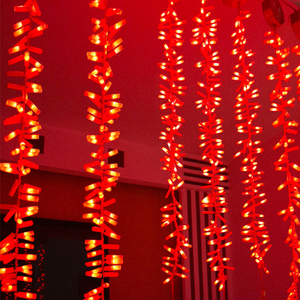 LED电子鞭炮挂饰灯串闪灯塑料开业节日过年装饰新年春节喜庆布置