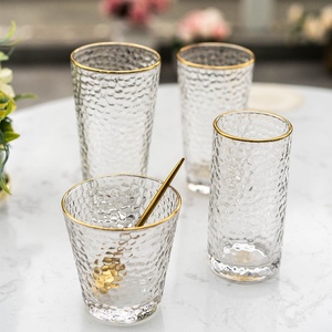 新款国产耐热锤纹杯金边玻璃杯透明水杯日式杯子描礼品定制茶杯