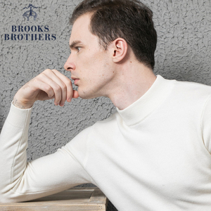 Brooks Brothers布克兄弟半高领纯羊毛衫秋冬套头青年长袖羊绒衫