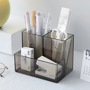 笔筒收纳盒简约风格办公室桌面多功能文具透明亚克力学生桌面桶