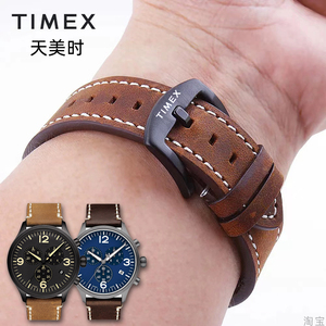 Timex天美时手表带T49905 T49963真皮表带男20 22mm皮带手表配件