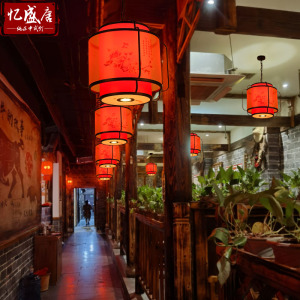 新中式吊灯铁艺餐厅火锅饭店红灯笼单头仿古禅意走廊过道餐饮灯具