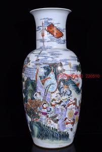 古董古玩古瓷器收藏  大清道光年制五彩刀马旦人物故事纹花瓶