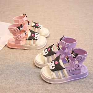 女童高帮罗马鞋2024夏季新款儿童紫色公主鞋小女孩卡通库米凉鞋潮